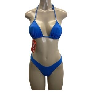 Zuliana Size Small Blue Triangle Bikini Set. Made in USA. New With Tags